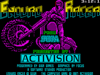 Enduro Racer title screen for ZX Spectrum